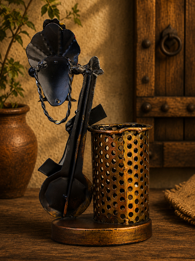 Metal Musician Figurine Pen Holder