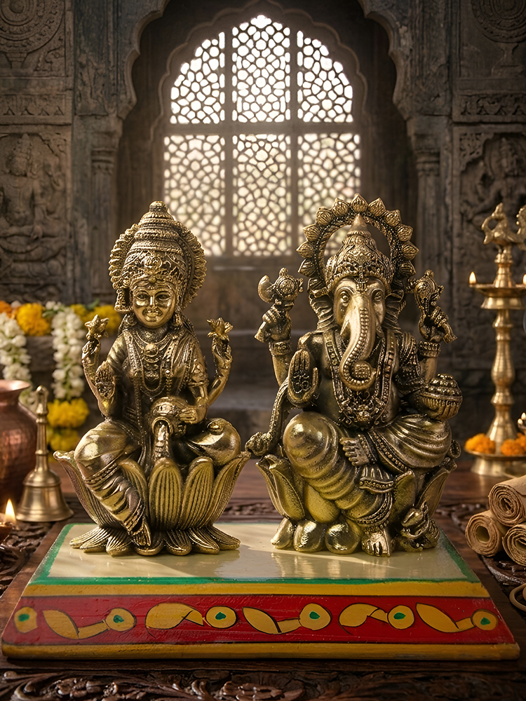 Lakshmi Ganesh Brass Idol