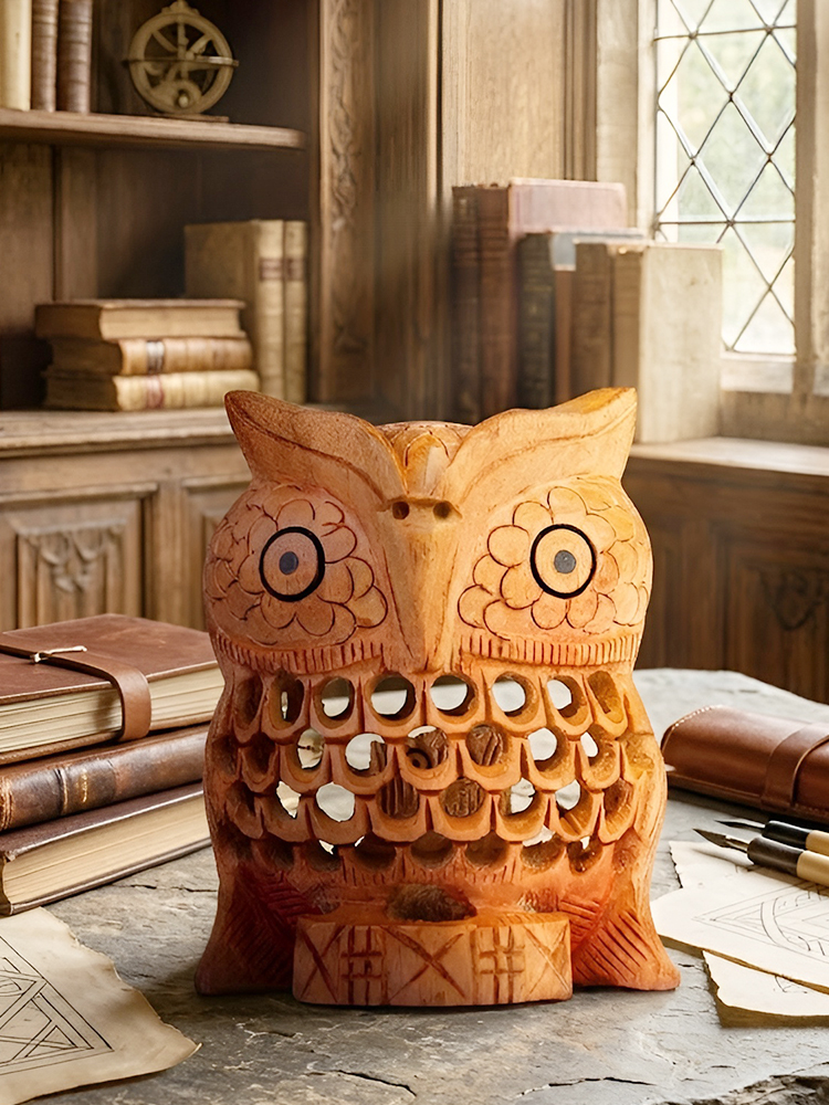 Wooden Jali Owl