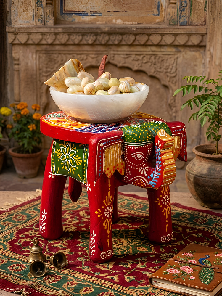 Wooden Elephant Stool