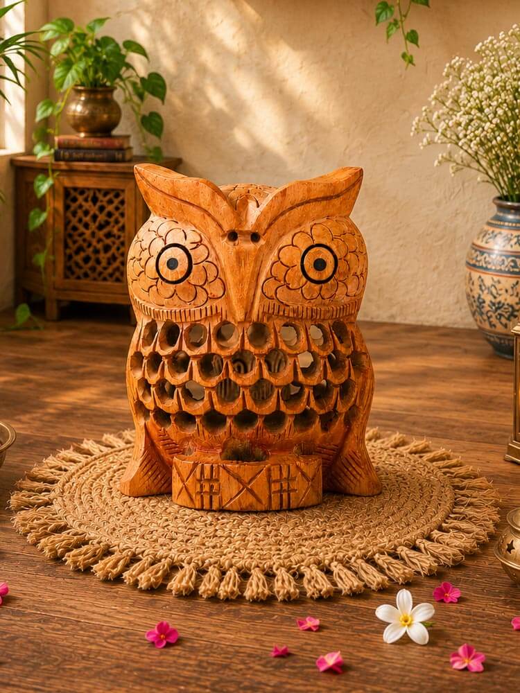 Wooden Jali Owl