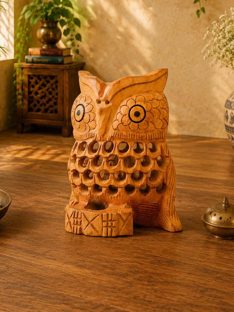 Wooden Jali Owl