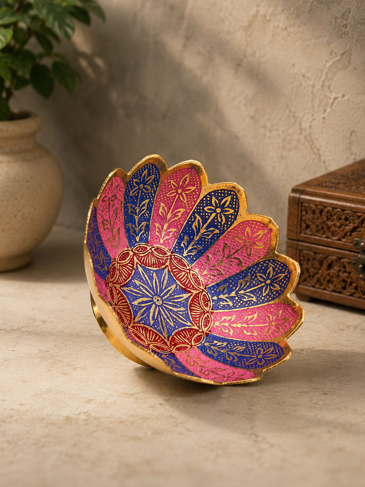 Handmade Brass Urli With Enamel Work