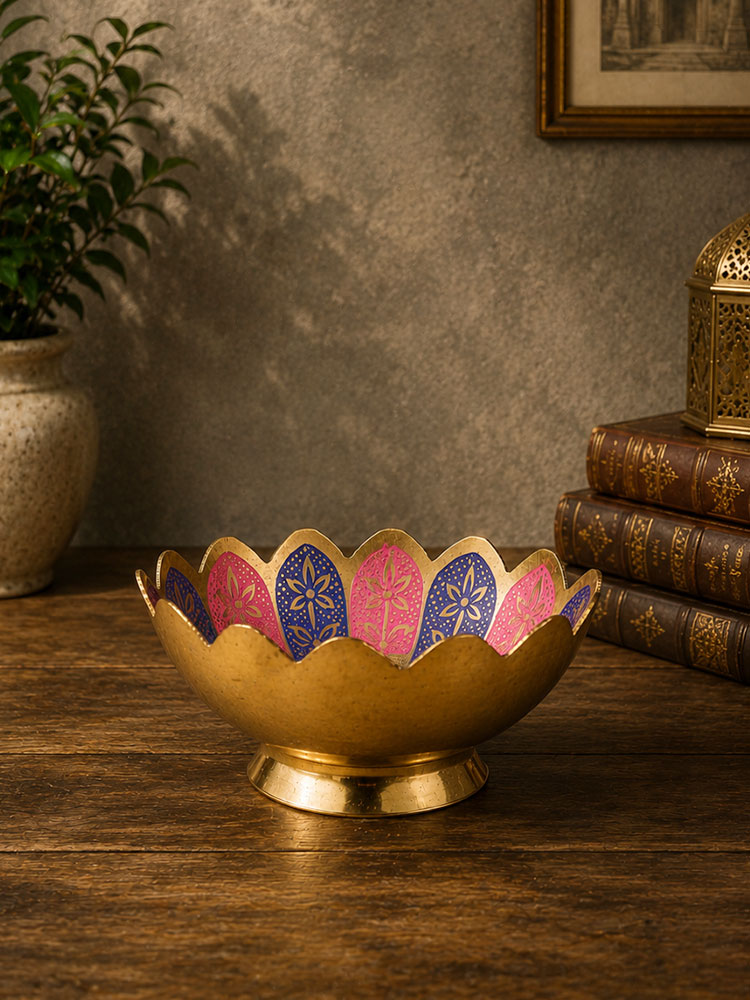 Handmade Brass Urli With Enamel Work