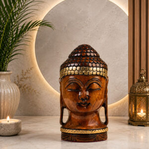 Wooden Buddha Head Statue