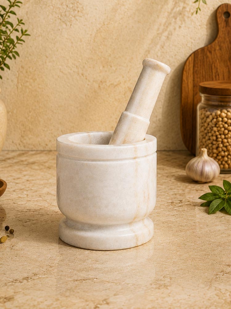 White Marble Mortar & Pestle