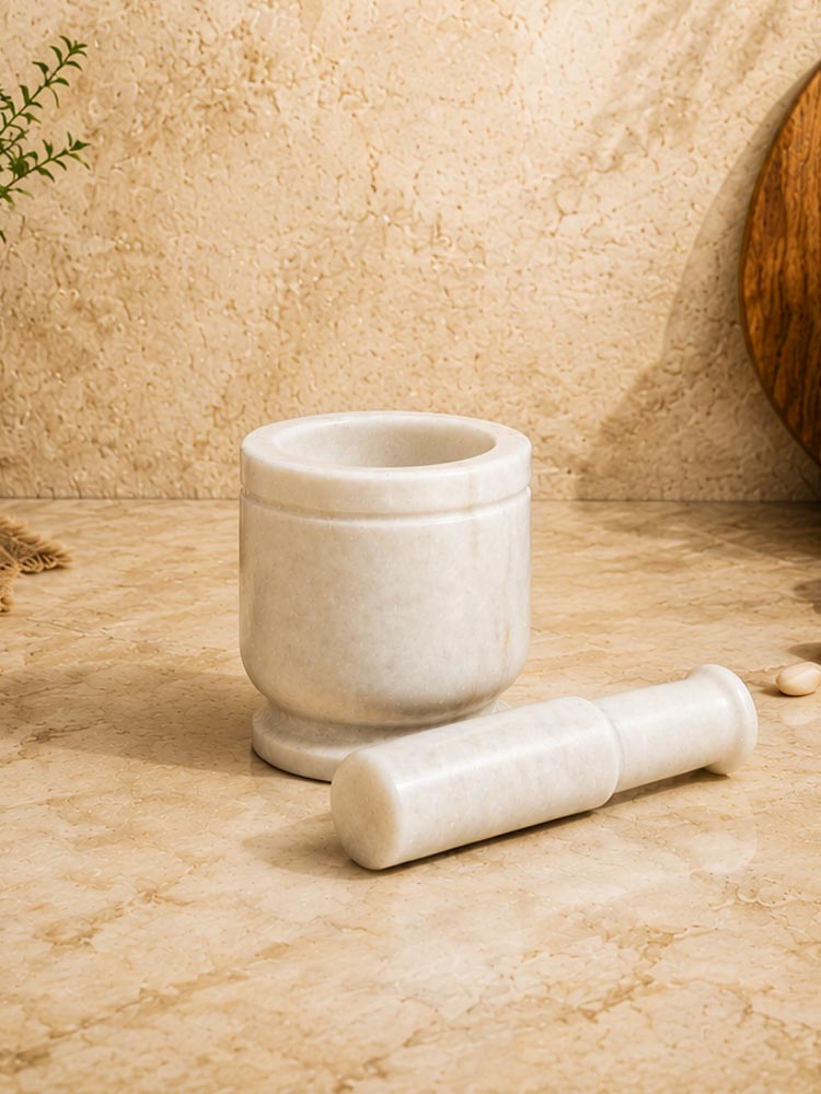 White Marble Mortar & Pestle