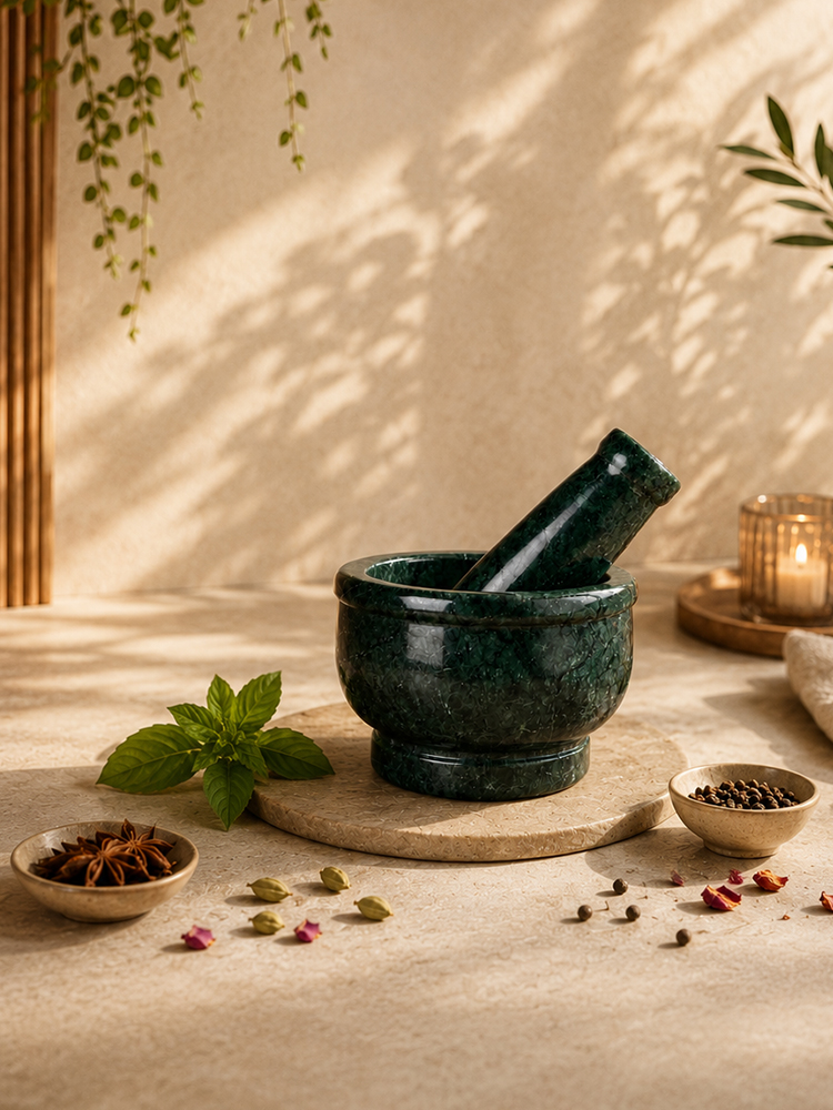 Green Marble Mortar & Pestle