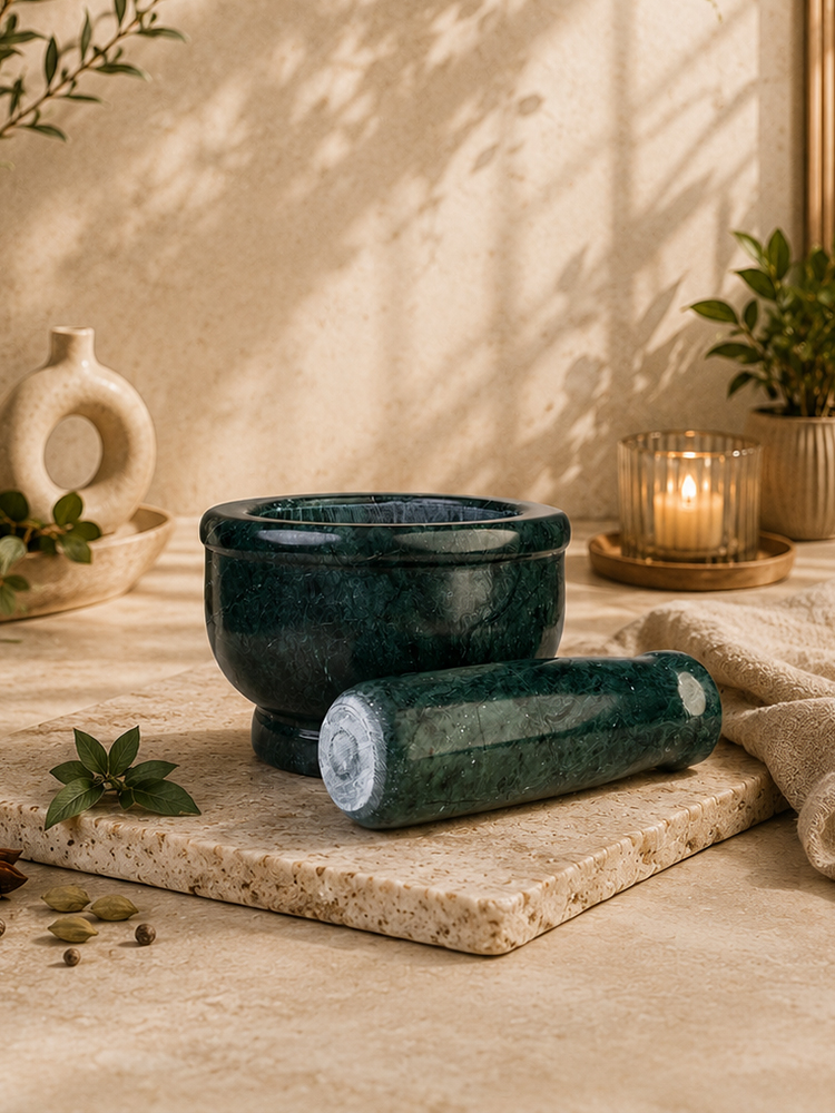 Green Marble Mortar & Pestle