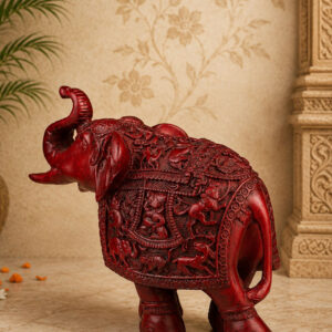 Wooden Handcarved Elephant (Red)