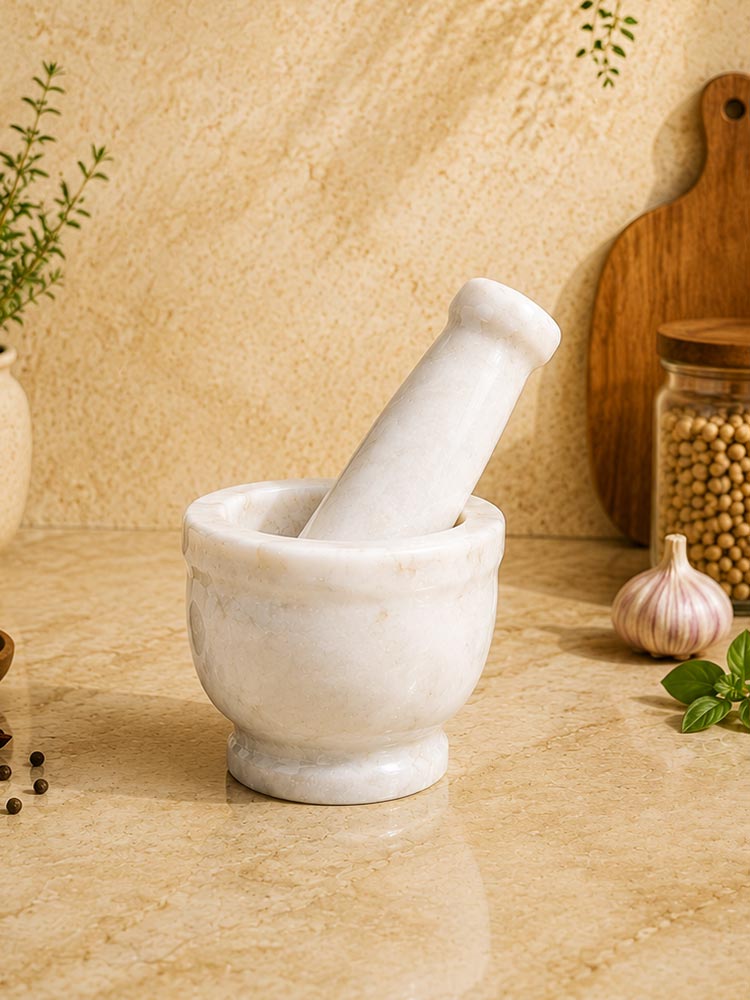 White Marble Mortar & Pestle