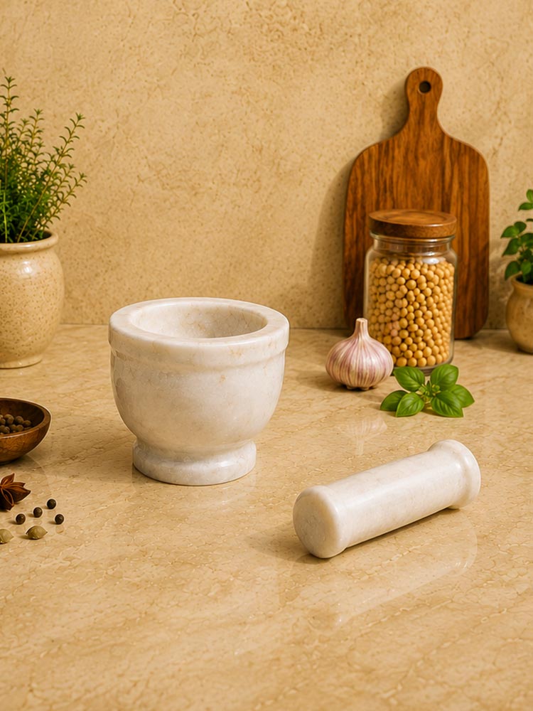 White Marble Mortar & Pestle