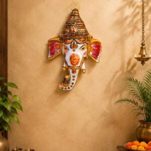Metal Handpainted Ganpati Head Wall Hanging
