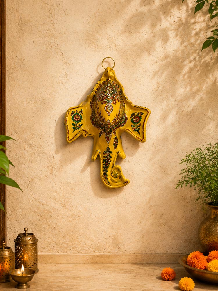 Metal Handpainted Ganpati Head Wall Hanging