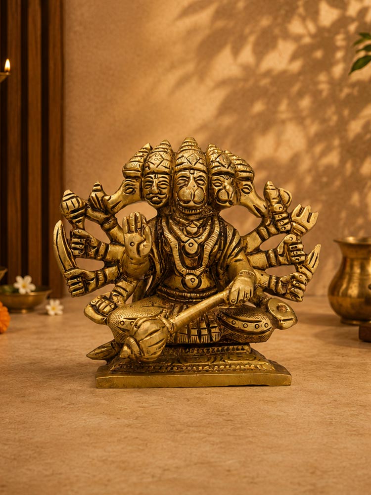 Brass Panchmukhi Hanuman idol