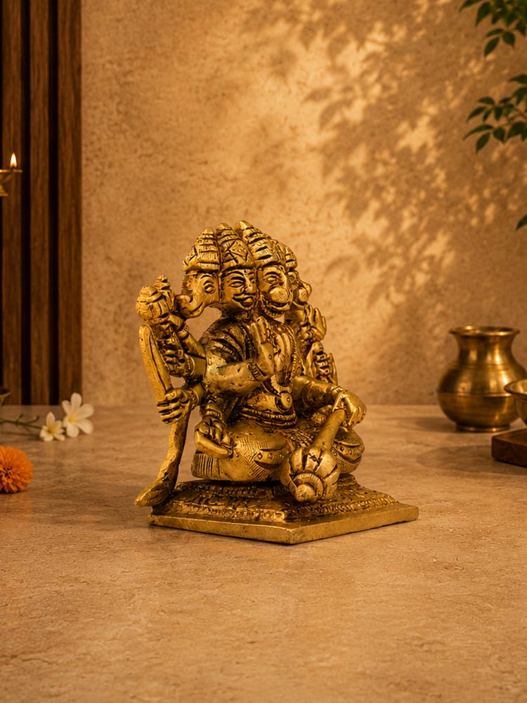 Brass Panchmukhi Hanuman idol